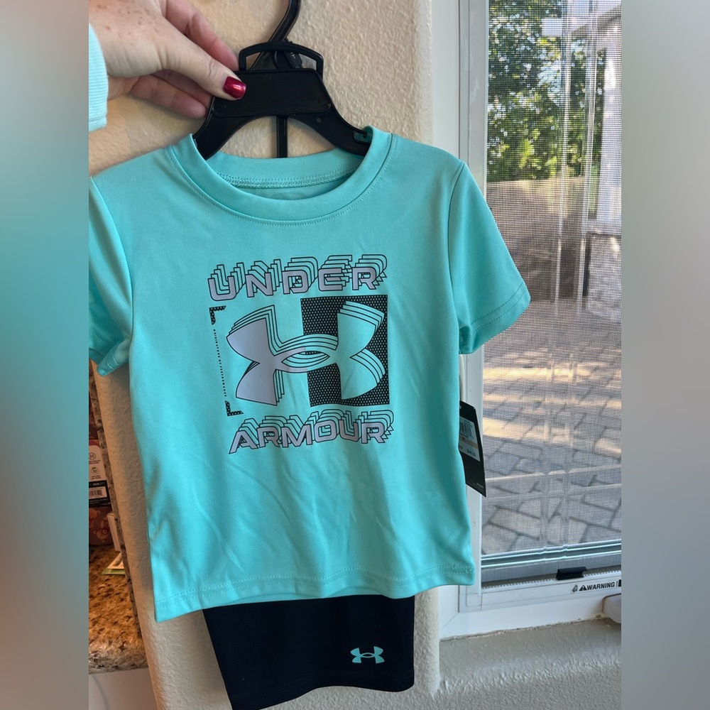 Under Armour Kids' Teal Logo T-Shirt and Shorts Set